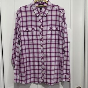 Eddie Bauer Purple and White Checkered Shirt